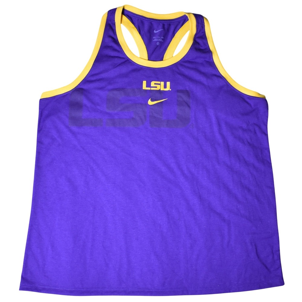 Nike Women's LSU Tigers Primetime Racerback Tank Top Size XXL Purple Yellow NCAA